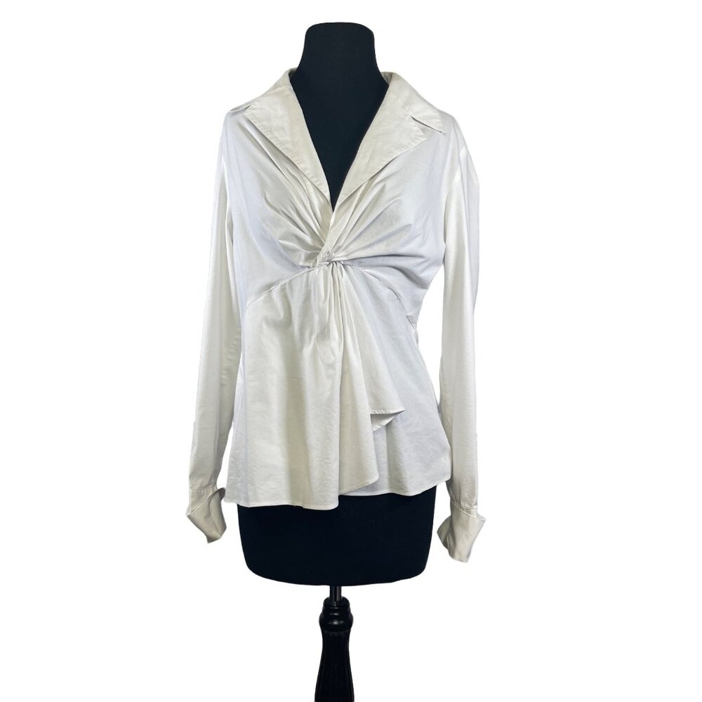 INC International Concepts Womens Size 14 Twist Front Blouse White